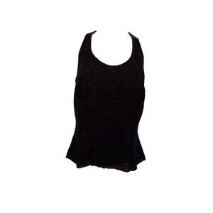 Bieff Basix black silk beaded racerback tank top size 12